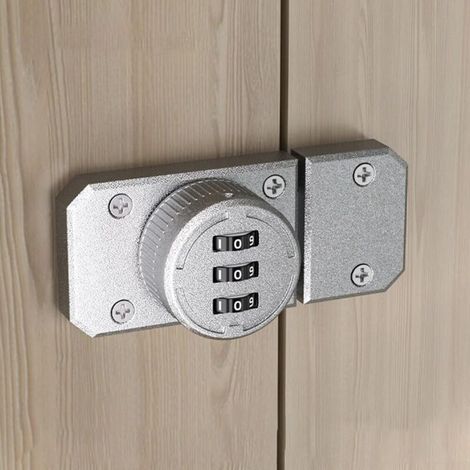 Loquet à mot de passe pour armoire, serrure d'armoire rotative, serrure à loquet rotatif à 3 chiffres, serrure de porte mécanique à code à combinaison, en alliage de zinc (argent) (1/4)