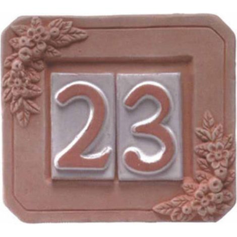 PORTANUMERO IN TERRACOTTA 2 POSTI 18X16 CM Q.TA 5