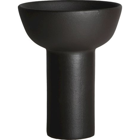 Vase élégant Glessy en céramique noire - Noir charbon satiné (1/4)
