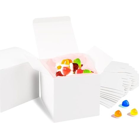 50 Pieces White Gift Box with Lids, 8 x 8 x 8 cm Foldable (1/5)