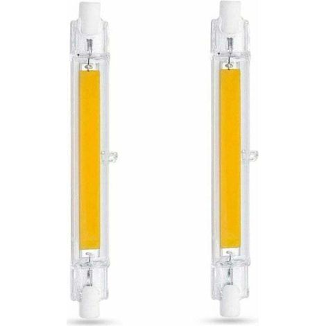 Ampoule LED R7S 118 mm 10 W Blanc froid 6000 K 1000 lm Équivalent à 80 W et 100 W Halogène R7S J118 Dimmable Extra Plat 118 mm COB LED R7S Ampoule pour Appliques Murales ou Lampes. (1/4)