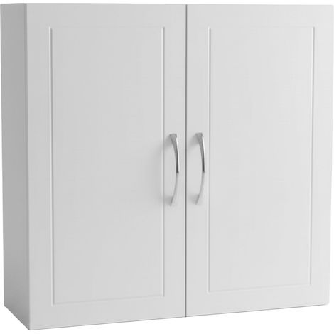 Relaxdays bathroom wall cabinet, 2 adjustable shelves, HxWxD: 60 x 60 x 18 cm, compact design, white/silver (1/5)
