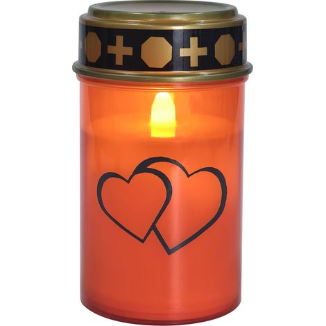 TrendLine LED-Grablicht mit Herzsymbol & Timer Ø 7 x 12 cm warmweiß rot