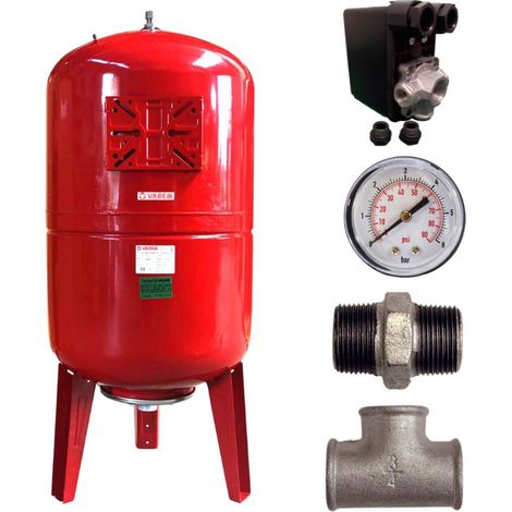 LBP – Réservoir à vessie vertical 100L – Gestion optimale de la pression – Manomètre intégré – Installation facile – Pour systèmes de pompage (1/5)
