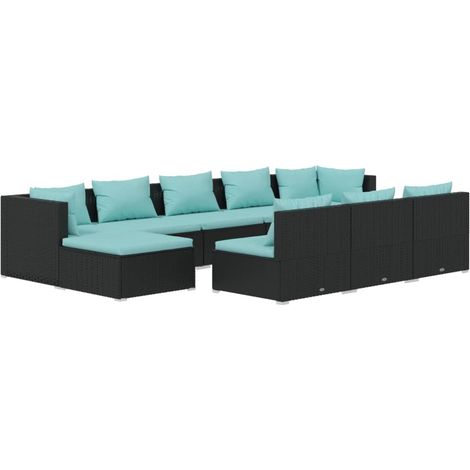 Maison Exclusive - 10-tlg. Garten-Lounge-Set mit Kissen Schwarz P (1/5)