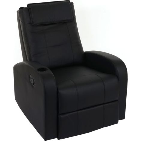 Fernsehsessel Brüssel, TV Sessel Relaxsessel Liegesessel, Kunstleder schwarz