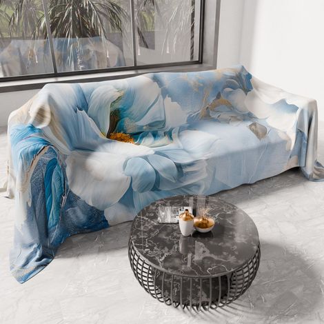 Drap de Protection en Microfibre Multi-Usage Anti-Taches 360x270 cm, Housse de Canapé, Couvre Lit, Couverture de Canape, Floral 25 13, 100% (1/5)