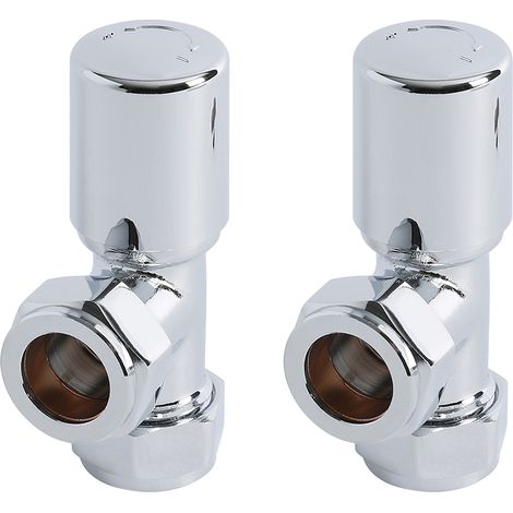 Milano 15mm Chrome Angled Heated Towel Rail Radiator Valves - Pair (1/3)