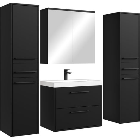 Badplaats Badmöbel Komplettset Florence XL 60 x 35 cm Schwarz Ma
