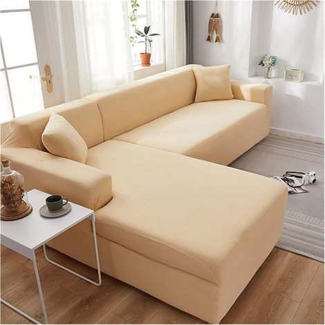 Housse de canapé d'angle en forme de L avec élastique pour canapés 1/2/3/4 places (les canapés d'angle en forme de L nécessitent deux housses) (Couleur : M, Taille : 2 places (145-185 cm)) (1/5)