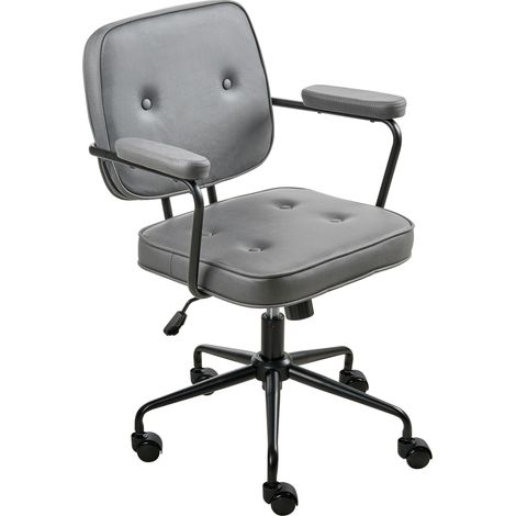 Sedia da ufficio in velluto grigio girevole con altezza regolabile Pawnee