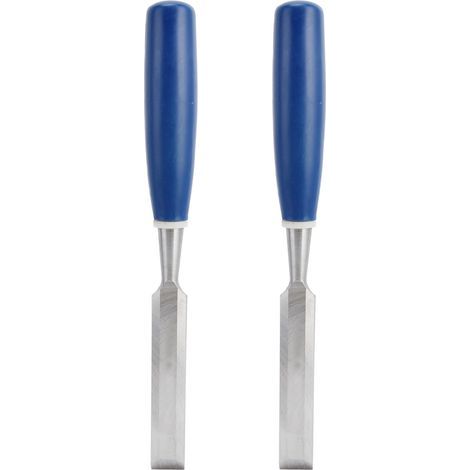 Jeu de ciseaux à bois, 2 pièces, haute dureté, avec manche bleu, pour le travail du bois, à fente plate, 1 pouce (1/5)