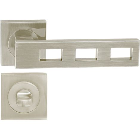 DOMINO Poignée de porte TRE QR M9 WC Poignée avec rosace WC Nickel (1/5)