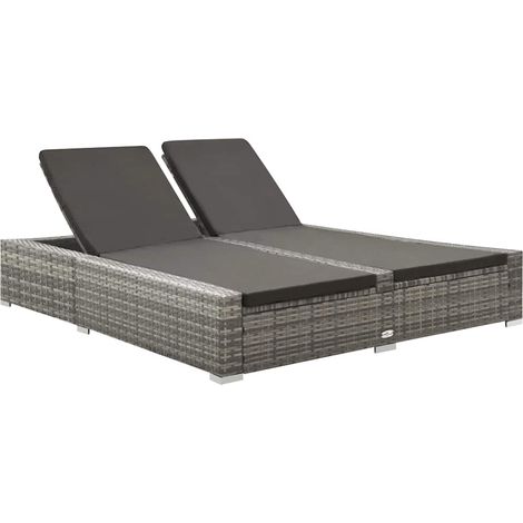 vidaXL Tumbona doble de ratán sintético gris (1/5)