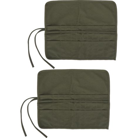 2Poches Rangement Pinceaux Toile Sac Rouleau pour Aquarelle Huile Gouache - Étui à Crayons Peinture Artiste (1/5)