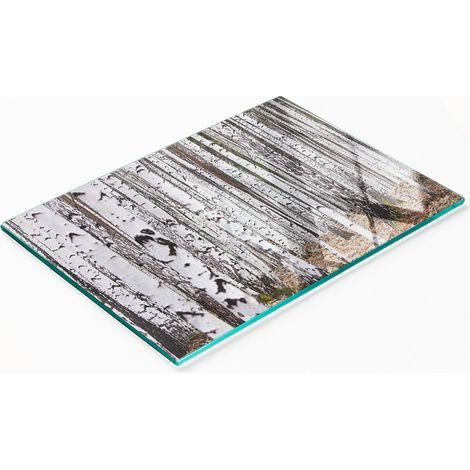 Tabla de servir de cocina de vidrio templado con gráficos, color abedul, 80x52 cm. (1/5)