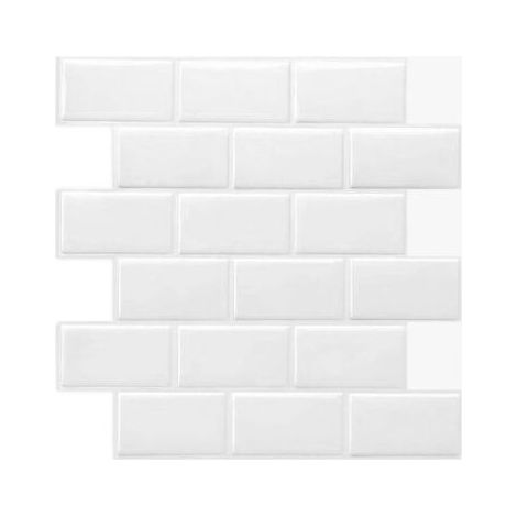 – Crédence adhésive pour cuisine – Carrelage 3D blanc – Lot de 6 (30,5x30,5 cm) – Imperméable et résistant à la chaleur - BAIN 3 D (1/5)