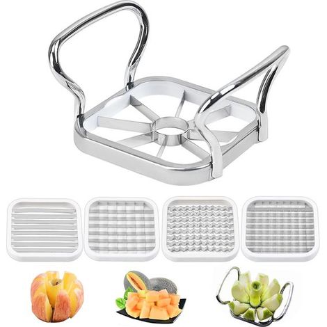 Tagliaverdure e frutta multifunzionale 5 in 1 con taglia patate e mele, realizzato in acciaio inossidabile, per patate, verdure e frutta. (1/5)