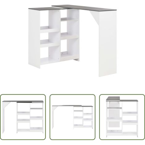 Table de cuisine - Table de bar avec tablette amovible Blanc 138x39x110 cm (1/5)