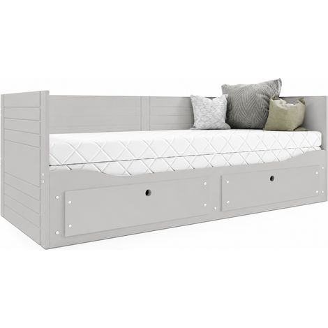 Lit banquette gigogne extensible 90x200 cm INTERBEDS avec sommier et 2 tiroirs - Cachemire (1/5)