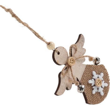 Ensemble de décorations de Noël en bois à suspendre, ange miniature et (1/5)