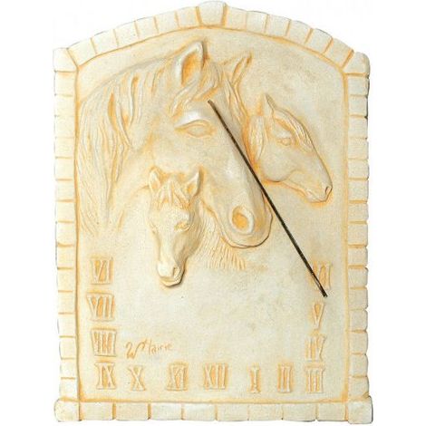Cadran Solaire motif cheval grand modèle pierre naturelle 47cmx60cm (1/2)