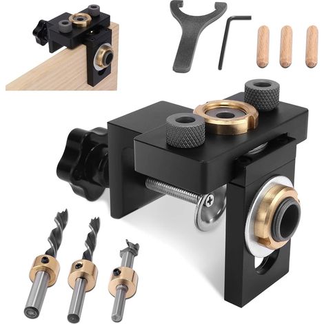Dima di foratura, dima per fori tascabili, localizzatore di punzoni, kit di punzoni da 8/10/15 mm, dime per utensili elettrici, dima per tasselli 3 in 1 con clip di posizionamento (1/4)