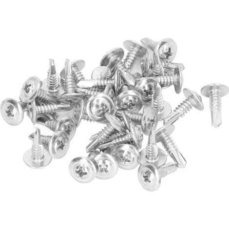 Selbstbohrende Schrauben aus Kohlenstoffstahl und Weißzink, 250 Stück, M4,8 x 16 mm für runde Metallscheibenköpfe (1/5)