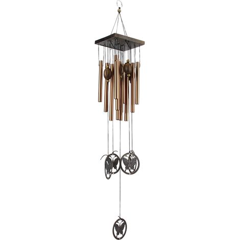 Windspiel für den Außenbereich aus Kupferlegierung, mit mehreren Röhren und hängender Dekoration (Schmetterling) (1/5)