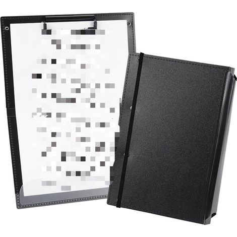 Portablocco pieghevole, cartella, portablocco, pieghevole, portablocco pieghevole, cartella pieghevole, portablocco tascabile, clip pieghevole, 2 pezzi - nero