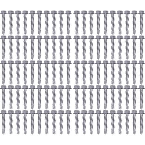 100 Vis en acier inoxydable à tête hexagonale avec rondelle, vissage autotaraudeur pour meubles et réparation mécanique (1/5)