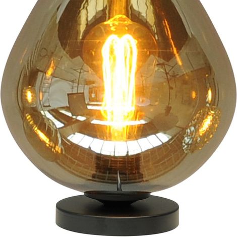 Lampe de table noire Quinto 24cm avec verre fumé - 4260-05-05-3 (1/3)