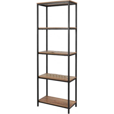 Bibliothèque Riverside - 5 étagères - L 60 x l 30 x H 180 cm - Noir et chêne - Livraison gratuite (1/5)