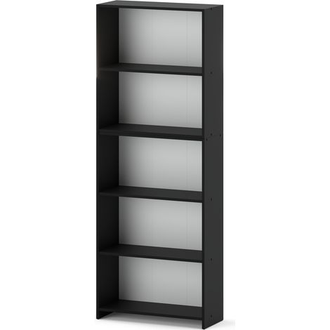 Schwarzes Büroregal, 70 cm, 5 Ablagen, für Ordner, Spielzeug und mehr
