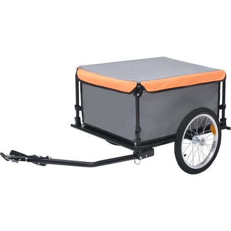 Rimorchio per bicicletta grigio e arancione 65 kg 020021140