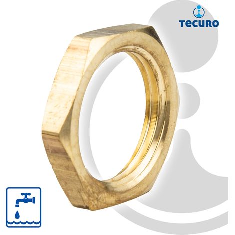 tecuro Gegenmutter mit Sechskant, Innengewinde Rp 3/8 Zoll, Messing blank CW617N (1/3)
