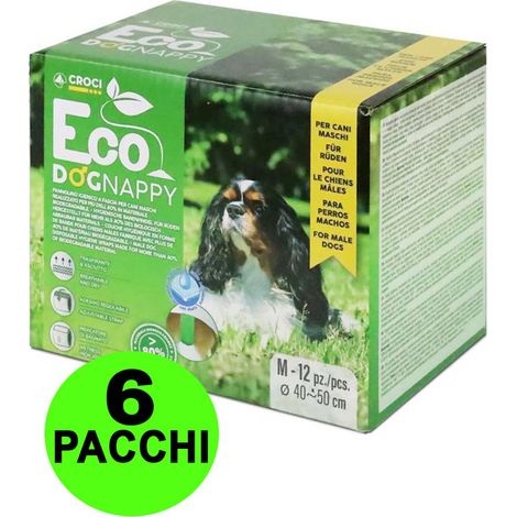 72 Fasce igieniche per cani maschi Eco Dog Nappy M 40-50 cm - 6 pacchi da 12 pezzi cad.