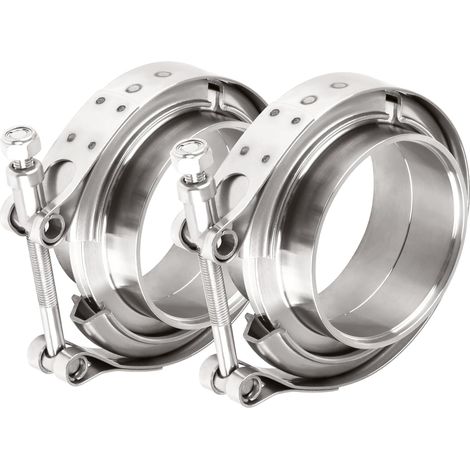 2,5 Zoll 63,5 mm V-Band-Klemmensatz, V-Klemme Auspuffrohrklemme Edelstahl für Turbos, universelle Auspuffrohrklemmen (2 Stück)
