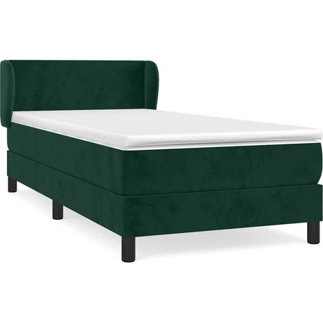 Maison Exclusive - Boxspringbett mit Matratze Dunkelgrün 90x200 c (1/5)
