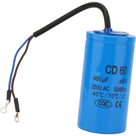 Condensateur de démarrage CD60 avec fil conducteur 250 V CA 400 µF 50/60 Hz pour moteur/compresseur d'air (1/5)