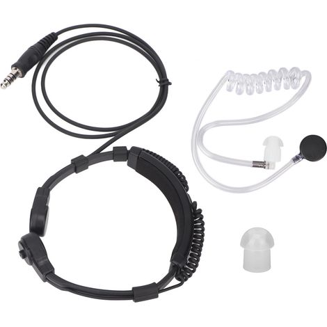 Micro-casque de gorge rétractable, robuste, à tube acoustique aérien, compatible avec Baofeng, Kenwood, Yaesu et Motorola. (1/5)