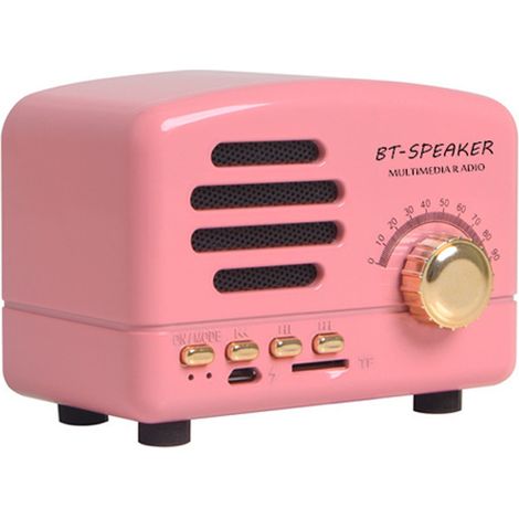 Enceinte Bluetooth rétro sans fil, enceinte portable d'extérieur (rose)