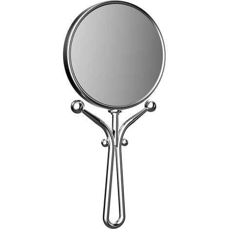 Calmwaters Reisespiegel Handspiegel, 5/1-fach Vergrößerung, chrom, rund, zweiseitige Kristallglas-Spiegelfläche, geschwungener Metallgriff, 127 mm, 80BS6256 (1/2)