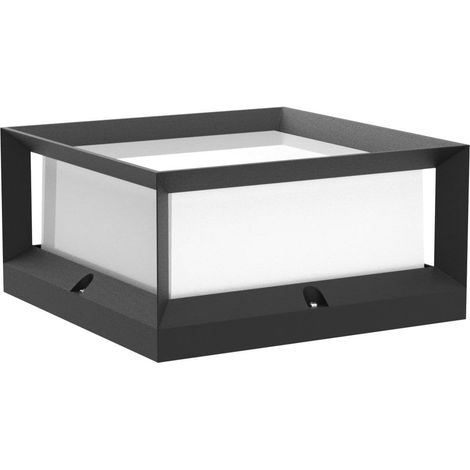 Lámpara de pilar exterior LED, lámpara de pilar exterior de aluminio, IP55, luz de jardín impermeable, lámpara de jardín exterior negra con base cuadrada, lámpara de camino, M [Clase energética E]. (1/5)