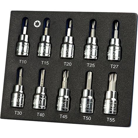 10-teiliges 3/8-Zoll-Torx-Bit-Steckschlüssel-Set T10-15-20-25-27-30-40-45-50-55 CRV-Bits