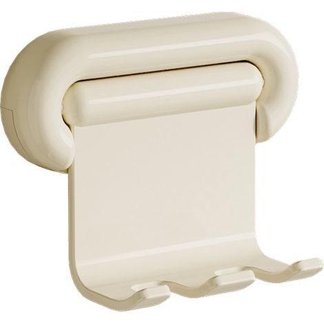 Porte-brosses à dents à fixer sous le miroir - Support mural pour brosses à dents électriques (sans perforation) - Support magnétique pour gobelets de bain de bouche - Blanc crème double - 2 pièces (1/5)