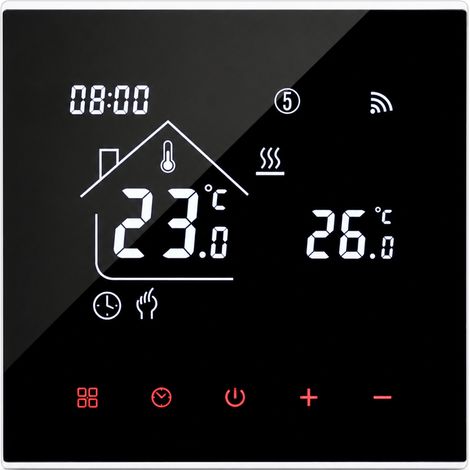 Thermostat intelligent WiFi M4A noir, 3 A, pour chauffage hydraulique, chaudières murales et à gaz, chauffage au sol, contrôle par téléphone (1/5)