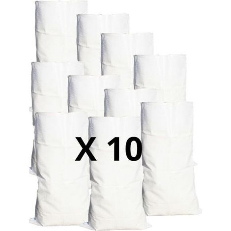 10 Sacs à Gravat 55 x 95 cm 55Kg, Toile Tissée Polypropylène Résistant, Sac de Chantier, Déchets Jardin, Sable, Réutilisable (1/4)