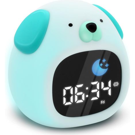 477537 Reloj despertador educativo con forma de perro para niños con luz nocturna - Pantalla digital - Temporizador inteligente educativo día/noche - Batería recargable USB-C