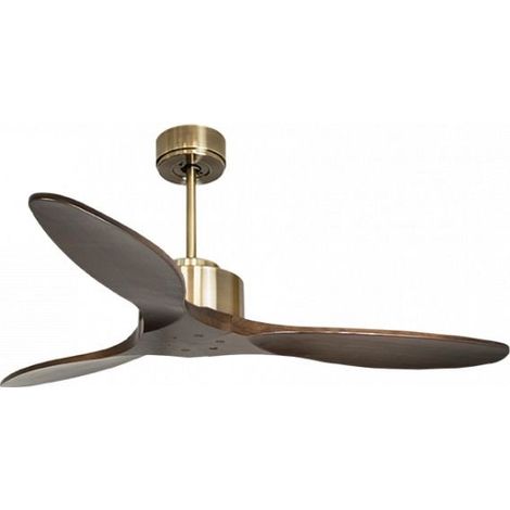 Modulo de KlassFan - Super destratificateur et ventilateur DC 132 cm Laiton pales bois sombre sans Lumière 25 à 40 m² (1/5)